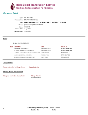 COVID 19 Apheresis Convalescent Plasma IBTS 2022