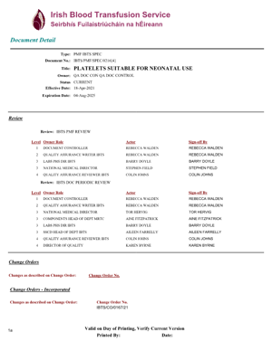 Platelets Suitable for Neonatal Use IBTS 2022