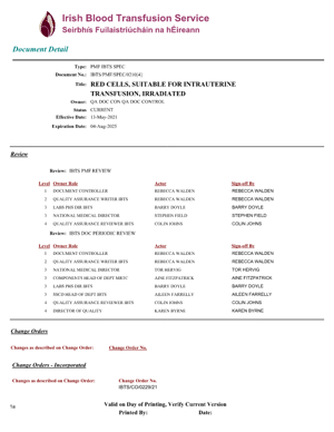 Irradiated 4 Day Red Cells Suitable for Intrauterine Transfusion IBTS 2022