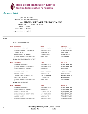 5 Day Red Cells Suitable for Neonatal Use IBTS 2022