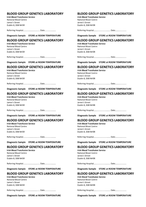 blood group genetics laboratory ibts address labels