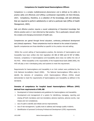 competence for haemovigilance officers