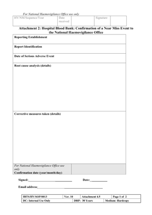 Near Miss Confirmation Form