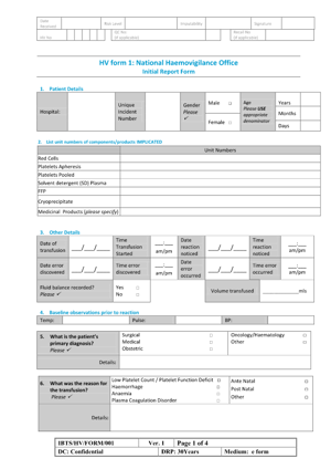 Initial Report form